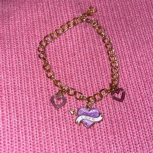 Gold Bracelet with Heart Charms